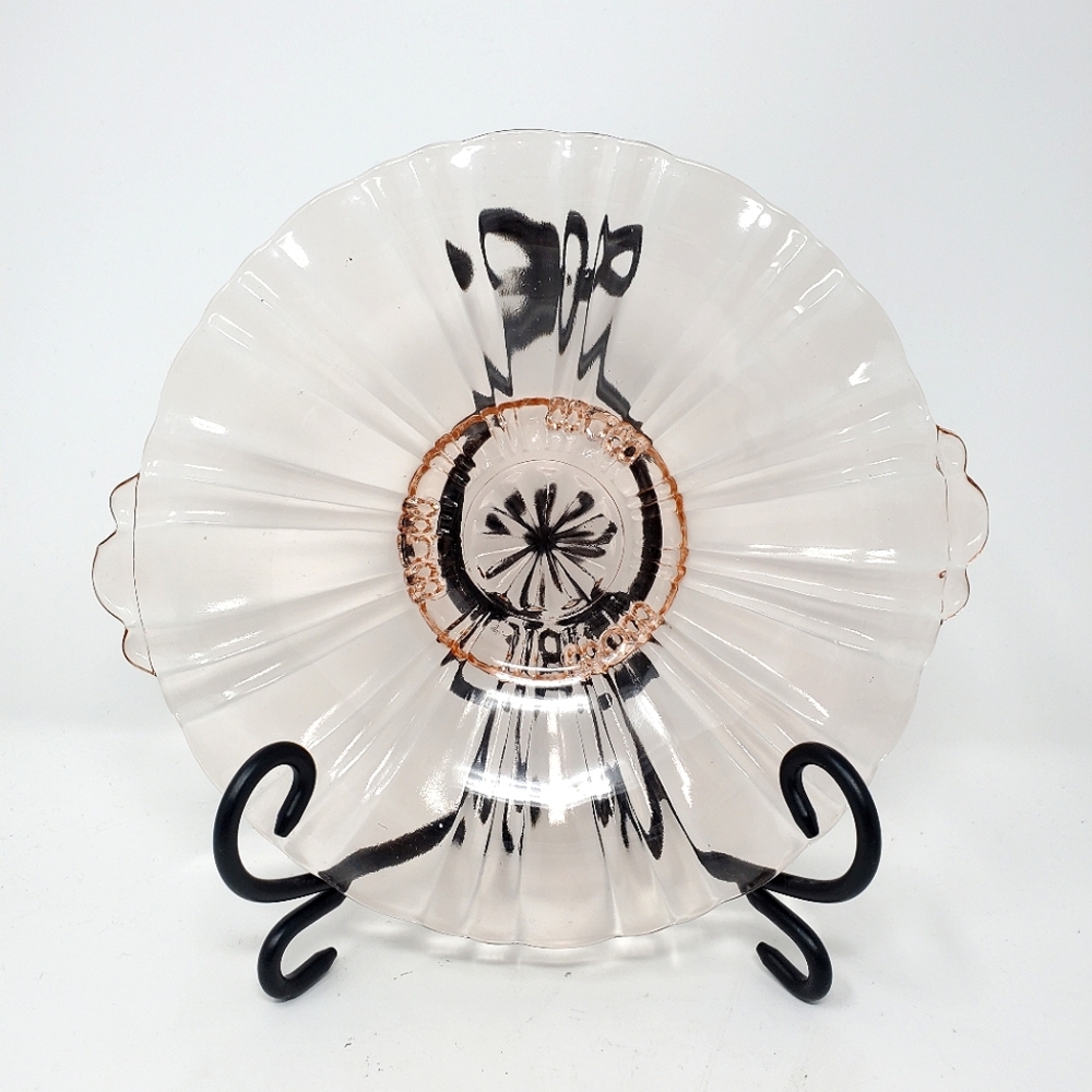 VTG Anchor Hocking Old Cafe Pink Depression Glass Mint Dish